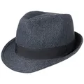 Produktbild: Lipodo Trilby Hut Herringbone Damen Herren Stoffhut Classic Ripsband Fischgratmuster Fedora Sommer Winter schwarz-blau L (59-60 cm)