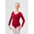 Produktbild: tanzmuster Crop-Top Langarm Ballett Top Mia aus wunderbar weicher Baumwolle Oberteil für Mädchen fürs Kinder Ballett rot 92/98