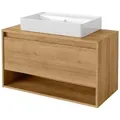 Produktbild: Natura Badmöbel Set 2 Teile / Keramik Waschbecken / Waschbeckenunterschrank mit Schublade / hochwertiger Badschrank mit Soft-Close-System / Korpus &