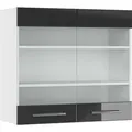 Produktbild: Küchenglasschrank Vicco Fame-Line Anthrazit Hochglanz 80 cm, Model 33528 - Dunkelgrau/Weiß
