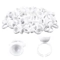 Produktbild: G2PLUS 100 stk. Einweg-Kleber Halter Ringe Kunststoff, Weiß Wimpern Palettenhalter für Wimpernverlängerung Tattoo Pigment-S