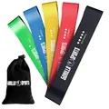 Produktbild: GORILLA SPORTS® Fitnessbänder - 5er Set mit Tragebeutel, 5 Verschiedene Stärken, Rutschfestes Material, Latex - Widerstandsbänder, Resistance Bands, Gymnastikband, Trainingsband, Yoga, Pilates, Physio