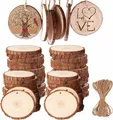 Produktbild: 50 Stück Holzscheiben, Rund 5-6cm Holz Log Scheiben Kit mit Loch Unvollendete