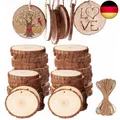 Produktbild: BetterJonny 50 Stück Holzscheiben, Rund 5-6cm Holz Log Scheiben Kit mit Loch