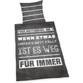 Produktbild: Herding Sprüche Bettwäsche 80x80+135x200 cm Faulheitsregel schwarz Bettbezug
