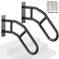 Produktbild: VEVOR Handläufe für Außentreppen, 73,7 cm lange Sicherheitsgeländer zur Wandmontage für 1–3 Stufen, U-förmiger Handlauf mit mattschwarzer Oberfläche, Treppenhandläufe für Kinder, Senioren, Schwangere