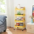 Produktbild: [en.casa] Servierwagen Pyhäntä Rollwagen mit 4 Ebenen Küchenwagen aus Metall Beistellwagen mit 2 Bremsen Allzweckwagen Aufbewahrungswagen für Küche Bad Büro Gelb