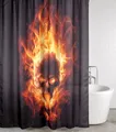 Produktbild: Sanilo Duschvorhang Totenkopf in Flammen 180 x 200 cm, 100% wasserdicht, Anti-Schimmel-Effekt, hochwertige Qualität