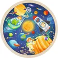 Produktbild: goki 57365 - Einlegepuzzle Weltall - 57 Teile aus Holz - Rundes Einlegepuzzle - für Kinder ab 4 Jahren
