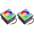 Produktbild: ledscom.de 2x LED Pflasterstein NEOLUM für außen, IP67, eckig, 10 x10cm, inkl. GX53 RGB Leuchtmittel, 670lm, Smart Home