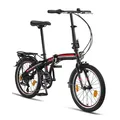 Produktbild: Licorne Bike Conseres Premium Falt Bike in 20 Zoll - Fahrrad für Herren, Jungen, Mädchen und Damen - Shimano 6 Gang-Schaltung - Hollandfahrrad Zoll:20;Farbe:Schwarz/Rot