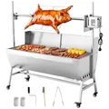 Produktbild: VEVOR Drehspießgrill 38 W Spanferkelgrill Lammgrill Holzkohlegrill (1218 mm Grilllänge) mit 60 kg Tragkraft & Rädern & 4-facher Höhenverstellung & Schutzblech, Elektrogrill-Set für Camping