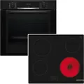 Produktbild: Herdset Bosch Backofen Dampfgarer Herd EcoClean mit Glaskeramikkochfeld TouchSelect autark 60 cm - Schwarz
