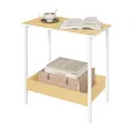 Produktbild: WOLTU Beistelltisch, Couchtisch mit 2 Ablagen, Konsolentisch mit Stauraum im Wohnzimmer, Wohnzimmertisch aus Metall Holzwerkstoff, Kleiner Sofatisch Holzoptik, 50x55x25 cm, BTS03nh
