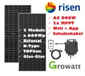 Produktbild: Balkonkraftwerk PV Solar Anlage 1320Wp 800W Growatt Neo Risen Bifacial Glas-Glas