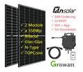 Produktbild: Balkonkraftwerk PV Solar Anlage 1100Wp 800W Growatt QN-Solar Bifacial Glas-Glas