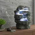Produktbild: Zimmerbrunnen Niagara mit LED Beleuchtung Gartenbrunnen Springbrunnen - Grau/Braun/Dunkelgrau
