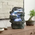 Produktbild: Arnusa Springbrunnen Niagara mit LED Beleuchtung IN-&Outdoor Zimmerbrunnen Gartenbrunnen Luftbefeuchter, Grau Natur