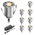 Produktbild: ledscom.de LED Boden-Einbauleuchte BINO für außen, IP67, 32mm Ø, warmweiß, 8er Set
