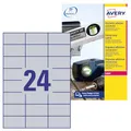 Produktbild: AVERY Zweckform L6133-20 Typenschild Folienetiketten (480 Aufkleber, 70x37mm auf A4, stark selbstklebend, strapazierfähig, wetterfest, bedruckbare Klebefolie, blanko) 20 Blatt, silber