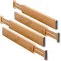 Produktbild: KESPER Schubladentrenner 4er Set, Bambus, 1707413 – Länge verstellbar 45,5–55 cm, mit Federmechanismus, Schubladeneinteilung flexibel & stabil