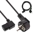Produktbild: InLine 16752D Netzkabel, Schutzkontakt gewinkelt auf Kaltgerätestecker C13 links abgewinkelt, 3m, schwarz