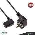 Produktbild: InLine Netzkabel Schuko - Kaltgerätestecker C13 links abgewinkelt, 3m, schwarz