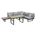 Produktbild: greemotion Gartenmöbel Set San José - Lounge Set aus Aluminium - Gartenlounge-Set mit höhenverstellbarem Tisch - Sitzgruppe inkl. Kissen