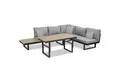 Produktbild: Greemotion Gartenlounge-Set San Jose Aluminium-Teakholz mit Esstisch und Liegefunktion, (inkl. Auflagen), Farbe Schwarz/Grau