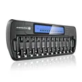 Produktbild: everActive Ladegerät für 12 Akkus AAA AA, schnelle Ladung - 4 Stunden Akku-Set, LCD Anzeige, Auffrischungsmodus, KFZ Adapter, Modell: NC-1200