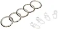 Produktbild: GARDINIA Gardinenringe für Gardinenstangen mit Ø 16 mm - 20 mm, Mit Gleiteinlage und Gardinenhaken, 10 Stück, Breite 4 mm, Kreta, Metall/Kunststoff, Edelstahl-Optik