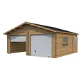 Produktbild: PALMAKO Blockbohlen-Garage, BxT: 575 x 510 cm (Außenmaße), Holz - braun