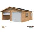 Produktbild: Palmako Holzgarage Roger mit Sektionaltor Braun tauchgrundiert 575 cm x 510 cm