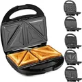Produktbild: Lehmann Sandwichmaker 5 in 1 mit verschiedene Formen, 1200 Watt, Waffeleisen, Kontaktgrill, Panini, Sandwich, süße Küchlein, Inklusive 5 Platten...