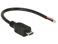 Produktbild: Delock 82697 Kabel USB 2.0 Micro B Stecker auf 2X offene Kabelenden schwarz, 10cm