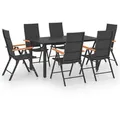 Produktbild: vidaXL 7-tlg. Garten-Essgruppe Schwarz und Braun - Schwarz