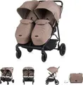 Produktbild: Chipolino Zwillingskinderwagen Top Stars, 77 cm breit, Wickeltasche, Fußsack beige braun