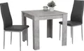 Produktbild: 3tlg. Essgruppe Duo - quadratischer Tisch Beton Optik - 80x80cm, 2x Vierfußstuhl - Bezug Kunstleder Grau - Metall Füße Grau pulverbeschichtet