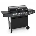 Produktbild: TAINO® Gasgrill BBQ Grillwagen 6 Edelstahl-Brenner 1 Seitenkocher Gas-Grill TÜV Farbe Schwarz (6+1)