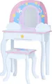 Produktbild: Teamson Kids Little Dreamer Rainbow Einhorn Holzspielzeug Vanity Set mit Spiegel, Stiften, drei Aufbewahrungsschubladen und Hocker, Multi