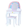 Produktbild: Teamson Kids Fantasy Fields Little Dreamer Regenbogen Schminktisch Schminktisch mit Spiegel, Integriertem Stauraum und Stuhlhocker Für Kinder, Weiß, TD-13543F