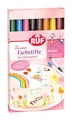 Produktbild: RUF Lebensmittel-Farbstifte, 8 lebensmittelechte Speisefarben als Stifte-Set zum Malen & Schreiben auf Fondant & Co., Zucker-Stifte mit je 2 Spitzen