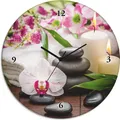 Produktbild: ARTland Glas Wanduhr Quarzuhr - schwarzer Zeiger Spa Orchideen Bambus Kerze Größe: 30x30 cm