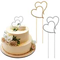 Produktbild: 2 Stück Doppelherz Hochzeitstorte TopperZwei Herzen Strass Hochzeitstorte Top...