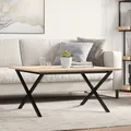 Produktbild: Couchtisch X-Gestell 80x80x45cm Massivholz Kiefer und Stahl