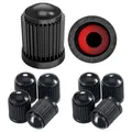 Produktbild: Pitlane Performance® Ventilkappen 10 Stück Ventildeckel Auto-Reifen Ventilabdeckung Reifenventil-Kappen Autoventil-Kappen PKW, SUV, Motorrad, Fahrrad für alle Schrader-Ventile (Schwarz)