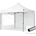 Produktbild: 3x3 m Faltpavillon, premium Stahl 40mm, Seitenteile mit Panoramafenstern, weiß