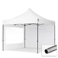 Produktbild: TOOLPORT Faltzelt Faltpavillon Pavillon 3x3m - mit 2 Seitenteilen (Panoramafenster) Premium Dach Partyzelt weiß