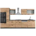 Produktbild: Vicco Küchenzeile R-Line, Goldkraft Eiche/Anthrazit, Ohne Arbeitsplatten goldfarben 350 cm x 206.8 cm x 46 cm