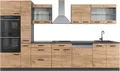 Produktbild: Küchenzeile Vicco R-Line Goldkraft Eiche/Anthrazit 350 cm mit Hochschrank, ohne Arbeitsplatte, Model 37655